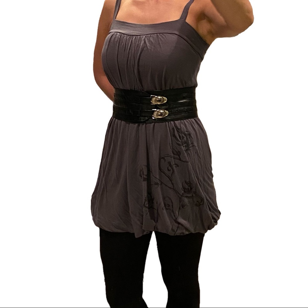 Forever21 Grey Mini Dress with Rose Accent Design